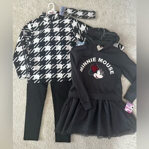 New Girls 8 Minnie Mouse Hoodie Dress & Btween Houndstooth Jacket Set
